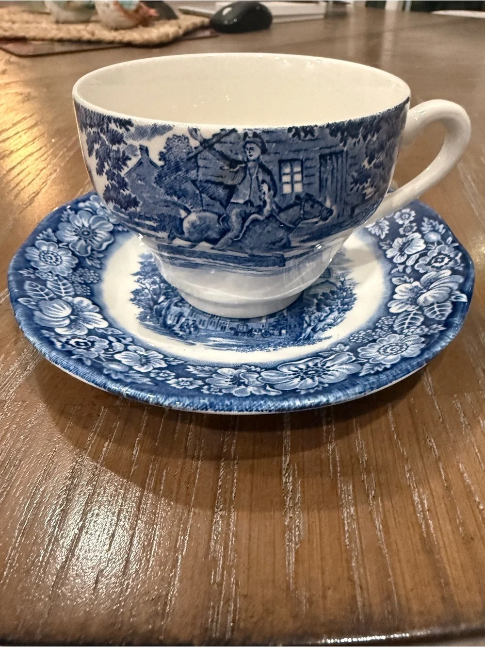 Vintage Staffordshire Ironstone Liberty Blue Teacup & Saucer